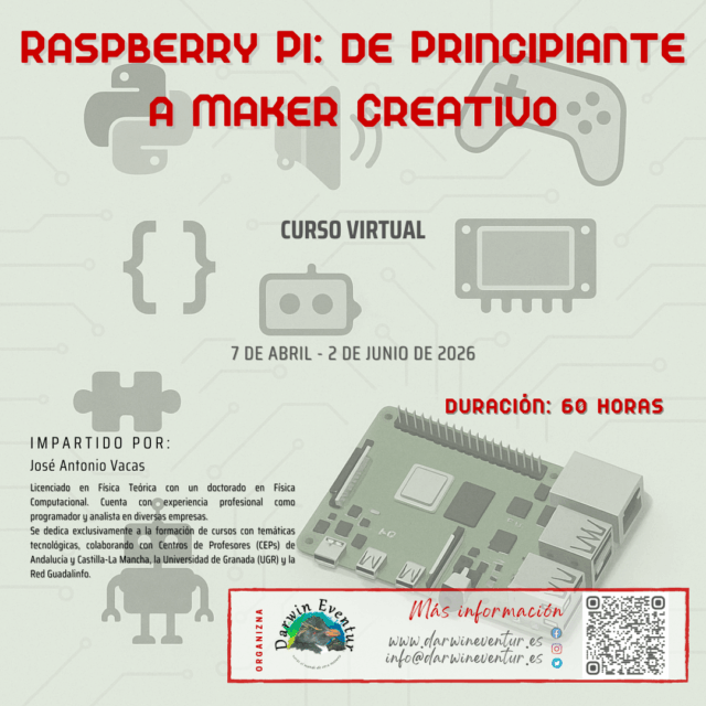Cartel del curso Raspberry Pi: de principiante a maker creativo
