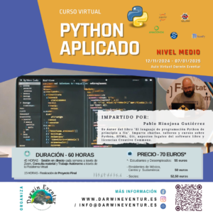 Cartel del curso Python aplicado nivel medio 2024