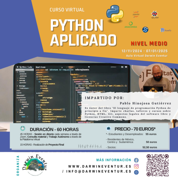 Cartel del curso Python aplicado nivel medio 2024