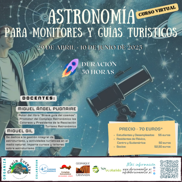 Cartel del curso Astronomía para monitores y guías turísticos